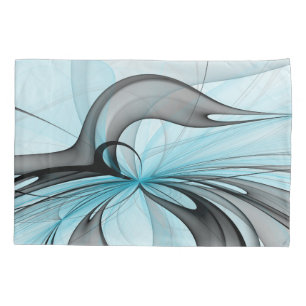 Abstract Anthracite Gray Blue Modern Fractal Art Pillowcase