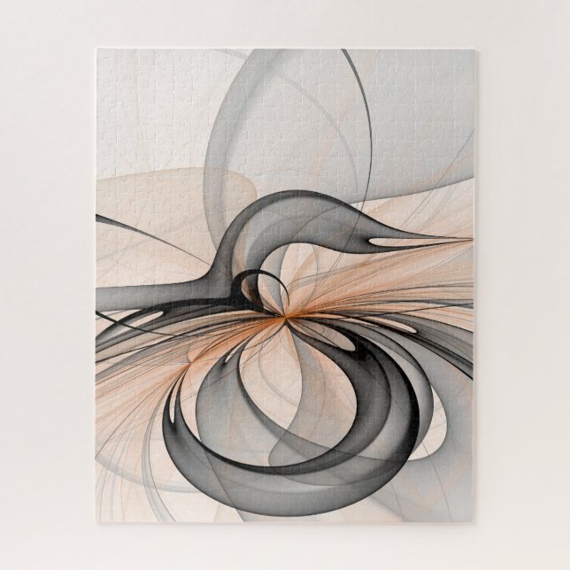 Abstract Anthracite Gray Sienna Modern Fractal Art Jigsaw Puzzle (Vertical)