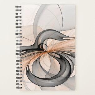 Abstract Anthracite Gray Sienna Modern Fractal Art Planner