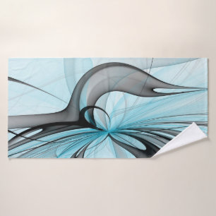 Abstract Anthracite Grey Blue Modern Fractal Art Bath Towel