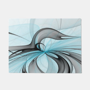 Abstract Anthracite Grey Blue Modern Fractal Art Doormat