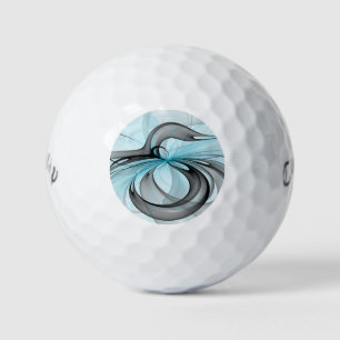 Abstract Anthracite Grey Blue Modern Fractal Art Golf Balls