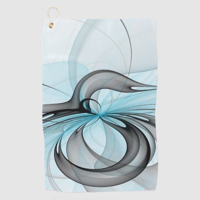 Abstract Anthracite Grey Blue Modern Fractal Art Golf Towel (Front)