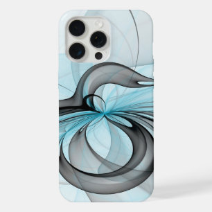 Abstract Anthracite Grey Blue Modern Fractal Art iPhone 15 Pro Max Case
