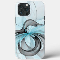 Abstract Anthracite Grey Blue Modern Fractal Art