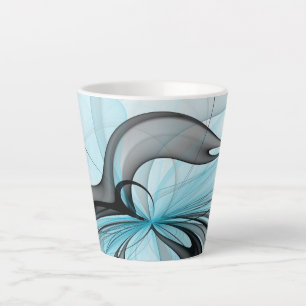 Abstract Anthracite Grey Blue Modern Fractal Art Latte Mug
