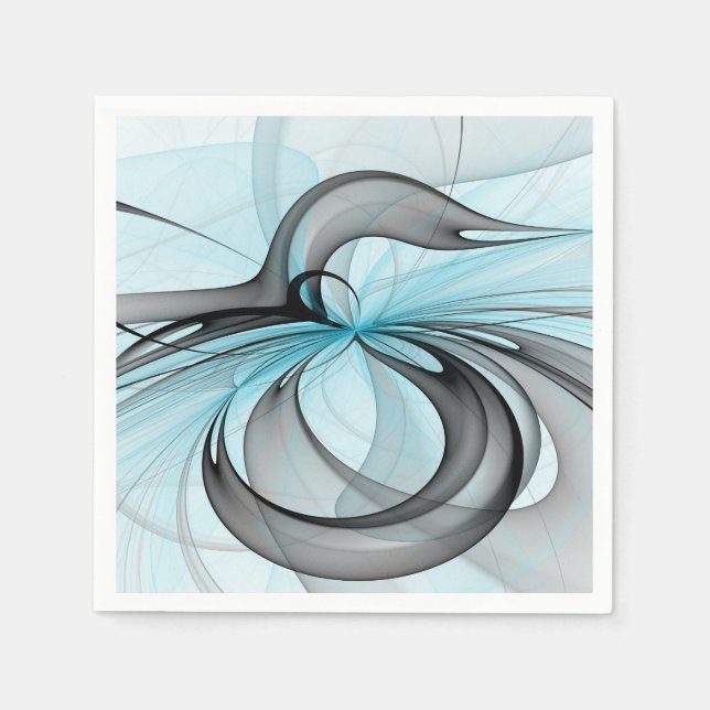 Abstract Anthracite Grey Blue Modern Fractal Art Napkin (Front)