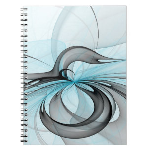Abstract Anthracite Grey Blue Modern Fractal Art Notebook