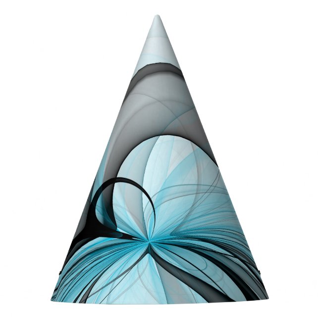 Abstract Anthracite Grey Blue Modern Fractal Art Party Hat (Front)