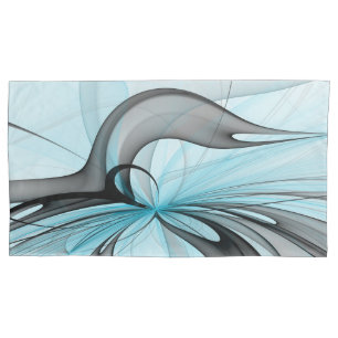 Abstract Anthracite Grey Blue Modern Fractal Art Pillowcase