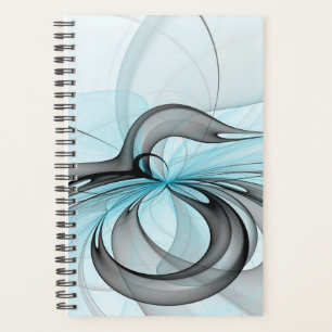 Abstract Anthracite Grey Blue Modern Fractal Art Planner