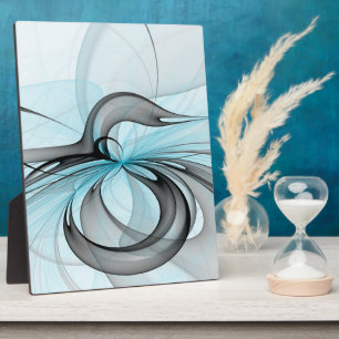 Abstract Anthracite Grey Blue Modern Fractal Art Plaque