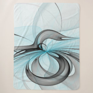Abstract Anthracite Grey Blue Modern Fractal Art Sherpa Blanket
