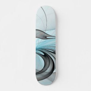 Abstract Anthracite Grey Blue Modern Fractal Art Skateboard