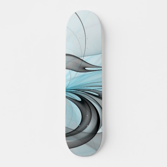 Abstract Anthracite Grey Blue Modern Fractal Art Skateboard (Front)