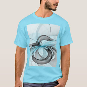 Abstract Anthracite Grey Blue Modern Fractal Art T-Shirt