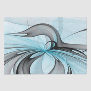 Abstract Anthracite Grey Blue Modern Fractal Art Tissue Paper