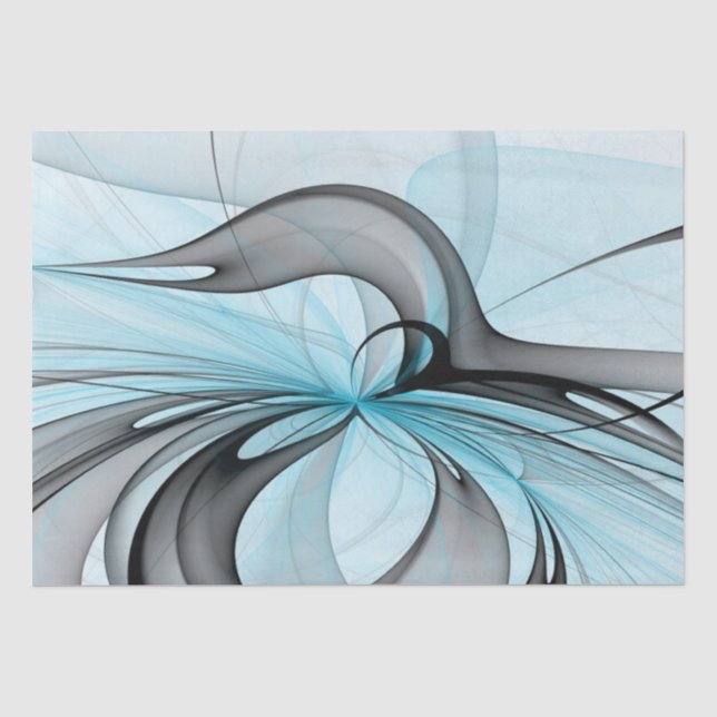 Abstract Anthracite Grey Blue Modern Fractal Art Tissue Paper (Front)