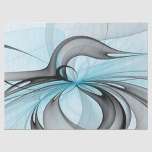 Abstract Anthracite Grey Blue Modern Fractal Art Tissue Paper
