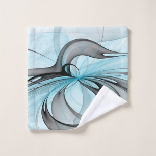 Abstract Anthracite Grey Blue Modern Fractal Art Wash Cloth