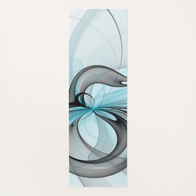 Abstract Anthracite Grey Blue Modern Fractal Art Yoga Mat (Front)