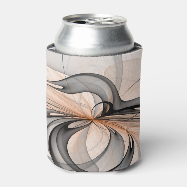 Abstract Anthracite Grey Sienna Modern Fractal Art Can Cooler (Can Front)