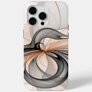 Abstract Anthracite Grey Sienna Modern Fractal Art iPhone 15 Pro Max Case