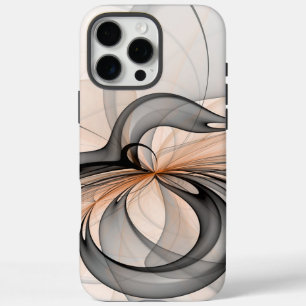 Abstract Anthracite Grey Sienna Modern Fractal Art iPhone 16 Pro Max Case