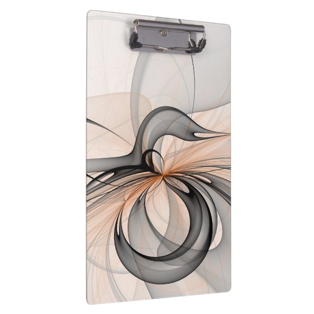 Abstract Anthracite Grey Sienna Modern Fractal Art Clipboard (Right)