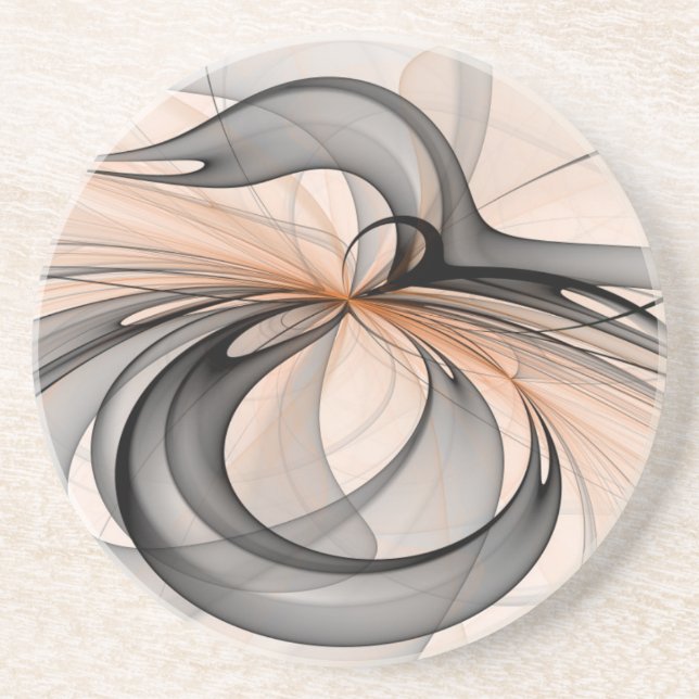 Abstract Anthracite Grey Sienna Modern Fractal Art Coaster (Front)