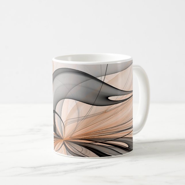 Abstract Anthracite Grey Sienna Modern Fractal Art Coffee Mug (Front Right)