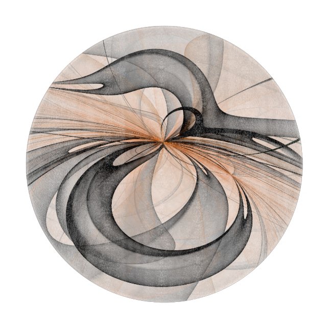 Abstract Anthracite Grey Sienna Modern Fractal Art Cutting Board (Front)