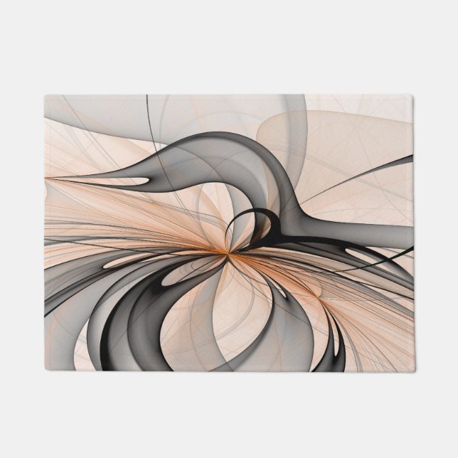 Abstract Anthracite Grey Sienna Modern Fractal Art Doormat (Front)