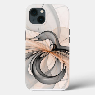 Abstract Anthracite Grey Sienna Modern Fractal Art iPhone 13 Case