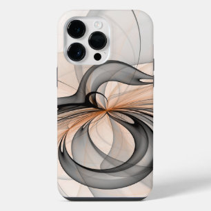 Abstract Anthracite Grey Sienna Modern Fractal Art iPhone 14 Pro Max Case