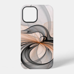Abstract Anthracite Grey Sienna Modern Fractal Art iPhone 12 Case