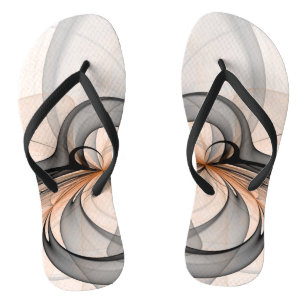 Abstract Anthracite Grey Sienna Modern Fractal Art Jandals