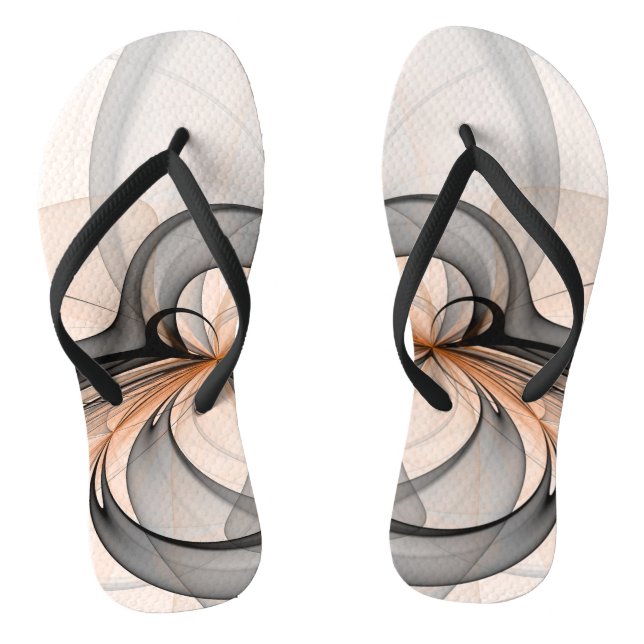 Abstract Anthracite Grey Sienna Modern Fractal Art Jandals (Footbed)