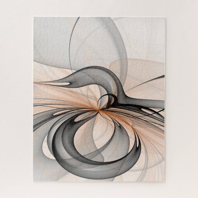 Abstract Anthracite Grey Sienna Modern Fractal Art Jigsaw Puzzle (Vertical)