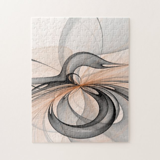 Abstract Anthracite Grey Sienna Modern Fractal Art Jigsaw Puzzle (Vertical)