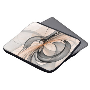 Abstract Anthracite Grey Sienna Modern Fractal Art Laptop Sleeve