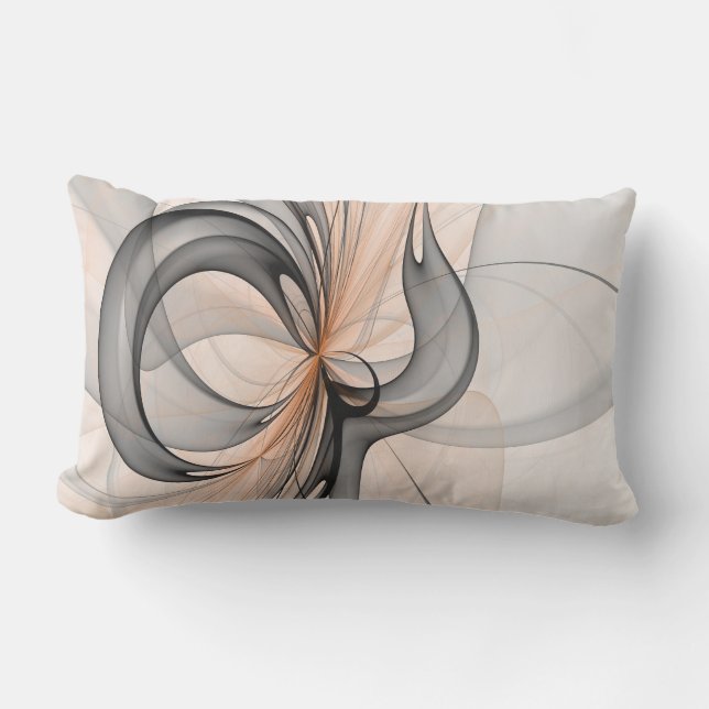 Abstract Anthracite Grey Sienna Modern Fractal Art Lumbar Cushion (Front)
