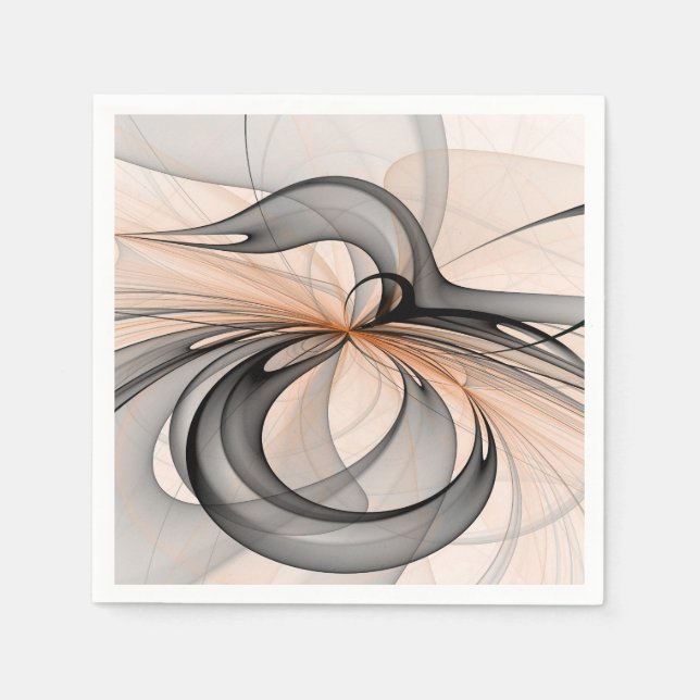 Abstract Anthracite Grey Sienna Modern Fractal Art Napkin (Front)