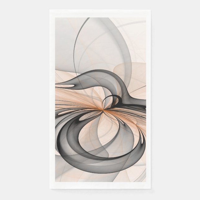 Abstract Anthracite Grey Sienna Modern Fractal Art Napkin (Front)