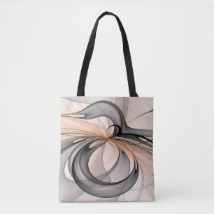 Abstract Anthracite Grey Sienna Modern Fractal Art Tote Bag