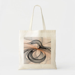 Abstract Anthracite Grey Sienna Modern Fractal Art Tote Bag