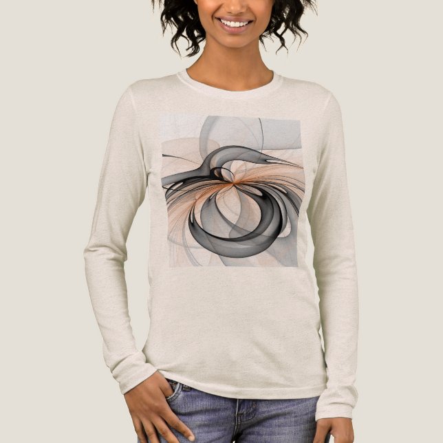 Abstract Anthracite Grey Sienna Modern Fractal Art Tri-Blend Shirt (Front)