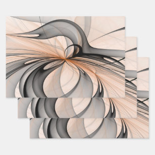Abstract Anthracite Grey Sienna Modern Fractal Art Wrapping Paper Sheet