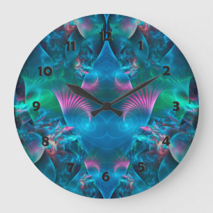 Abstract Apophysis Fractal III Large Clock