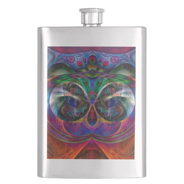 Abstract Apophysis Owl I Hip Flask (Front)
